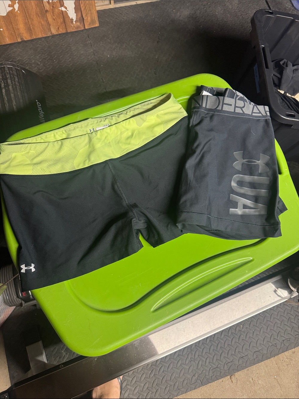 Under Armour Black Compression Shorts with Neon Yellow Waistband